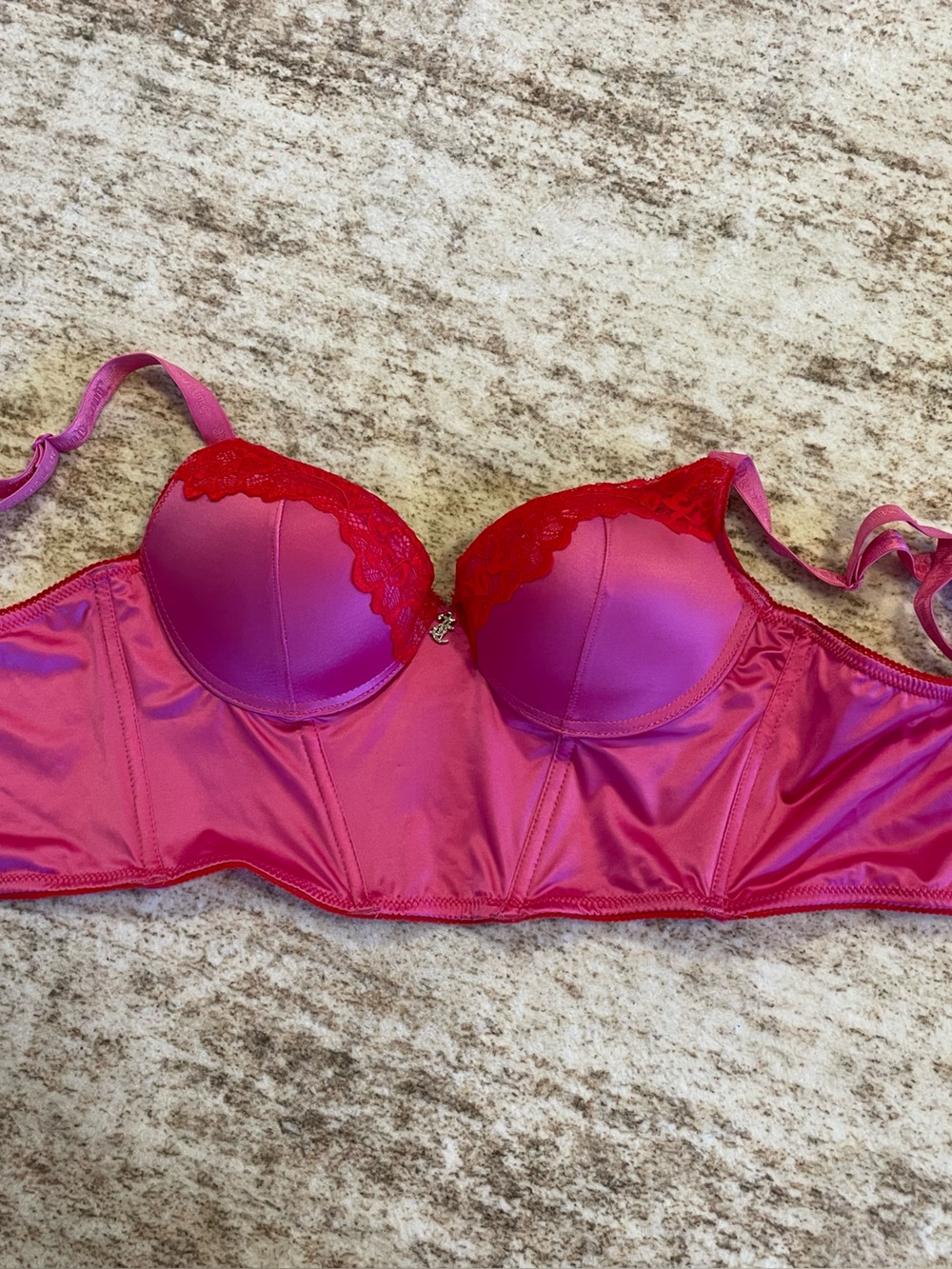Juicy Couture Women's Pink Lace-Trim Push-Up Top